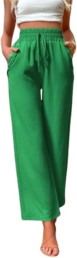 ZAFUL Women's Comfortable High Waist Pants Elastic High Waist Loose Trousers