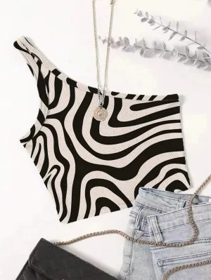 Zebra Print One-Shoulder Crop Top: A Bold and Trendy Statement Piece